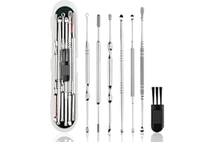 lulir Ohrenreiniger 6-in-1,Ear Cleaning Kit,Ohrenschmalz Entfernungs Set,Ohrenschmalz Entferner Edelstahl,Ohrreinigungswerkzeuge mit Einem Cleaner Pinsel&Aufbewahrungskiste,für Erwachsenen und Kindern