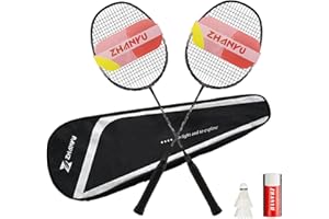 ZHANYU Badminton Rackets,Badminton Racket Set,All Carbon Fiber One-Piece Ultra Light 82g Offensive Balanced Blade Training Racket,Including 2 Rackets,2 Shuttlecocks,And 1 Ball Bag