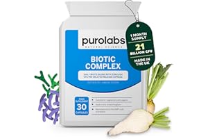 Purolabs Probiotic Complex for Gut Health | High Strength Probiotic for Men and Women | 21 Billion CFU with Prebiotic | 30 Vegan Capsules | Made in The UK