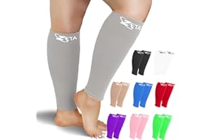 Zeta Wear Calf Compression Sleeve Men & Women, Plus Size Wide Shin Splints Support and Calf Support Sleeves, Compression Leg Socks for Running Sports, Flight, Hiking, Cycling
