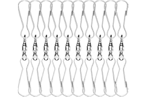 Anley Pack of 10 Windsock Clips - 3" Dual Swivel Hook & 360° Rotatable & Anti-wrap & Stainless - Ideal for Wind Spinners, Small Plants Pots, Bird Feeders, Flags, Party Supplies
