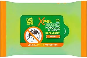 XPEL 2 Pack Anti-Mosquito & Insect Repellent Wipes Long Lasting Protection 50 Wipes