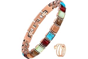 Jecanori Copper Magnetic Bracelets for Women, Copper Magnetic Wristband and Magnetic Rings with Strength Magnets(3800 Guass Each), Adjustable Size Brazaletes&Jewellry Gift Box
