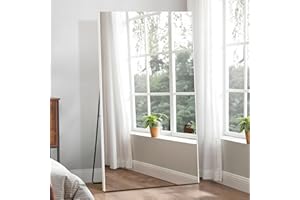 ‎BRISAFE brisafe 180 x 100 cm Full Size Mirror Oversized Shard Protection Standing Dance Mirror, 0.04 mm Nano Film Ultralight Mirror for Gym, Home, Living Room, Bedroom, White