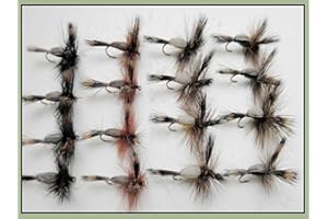JUST CATCH Humpy Trout Flies, Mayflies, 16 Pack in mixed colours, Size 10, Early Season, Rivers, dry flies