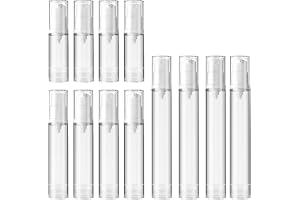 Cheynn 12 stycken tomma Airless pumpdispenser, Airless atomizer 5 ml 10 ml 15 ml liten pumpflaska resa dispenserflaska grädde dispenser påfyllningsbar vakuum kosmetika behållare för lotion schampo