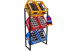 ‎PROREGAL PROREGAL Getränkekistenregal KÖNIGSSEE L | HxBxT 132x71x32 | 6 Kisten auf 3 Ebenen | Höhenverstellbare Füße | Schwarz | Getränkeregal, Wasserkistenregal, Bierkistenregal