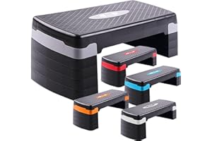 FK Sports Steppers for Exercise & Workout - 2 to 5 (10, 15, 20, 25 & 30 CM) Levels of Adjustable Height Aerobic Step - Exercise Step for Home & Gym, Mini Stepper for Yoga, Indoor & Outdoor Training