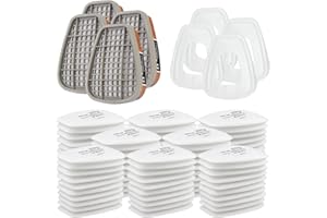 LQGTQO 6001 filtr do maski ochronnej dróg oddechowych, do filtrów 3M z 80 wkładami filtrującymi + 4 filtrami i 4 nakładkami, wkłady Organic Vapor 6001, chemiczny filtr kolorowy, kompatybilny z 6200, 6800