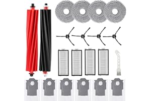 CAIXINYI 21 pièces Kit d'accessoires pour Roborock Qrevo Master/Qrevo Slim aspirateur robot, 2 brosse principale, 4 Chiffons, 6 sacs à poussière, 4 brosses latérales, 4 filtres HEPA, 1 brosse propre