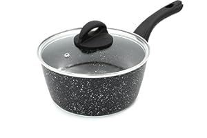 Blackmoor 65820 Classic 20cm Saucepan with Tempered Glass Lid/Non-Stick Coating/Cool Touch Handle/Suitable for Induction, Gas & Electric Hobs/Black Colour
