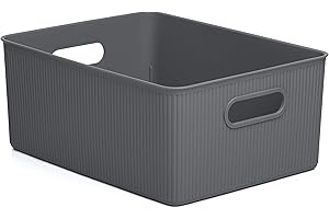 Tatay Cesta Almacenaje Plastico 15 L Baobab | Caja Organizadora | Asas Integradas | Diseño Compacto y Versátil | Plástico Libre de BPA | 29,4x38,5x16 cm, Gris