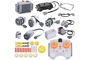 QIQIAZI Kit de 45 pièces de moteurs électriques pour jouets avec moteur M/L/XL/servo/entraînement, télécommande infrarouge, boîte à piles, câble d'extension, compatible avec technologie
