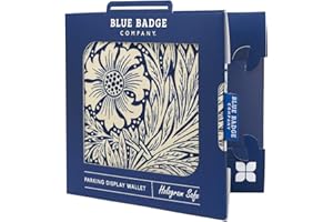 Blue Badge Co William Morris Marigold Indigo Designer Fabric Hologram-Safe Wallet, Disabled Parking Permit Cover Holder Fits New Badge Includes Timer Clock, Disabled Badge Holder for Car