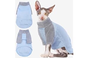 PUMYPOREITY Vestito Invernale per Gatti Sphynx, Pullover Caldo Cappottino Fleece Giacca Maglione (Blu, S)