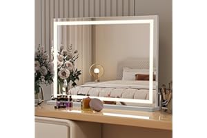 YU YUSING Hollywood Espejo de maquillaje con iluminación, 80 x 58 cm, 3 temperaturas de color regulables, espejo grande de vanidad con interruptor táctil, USB