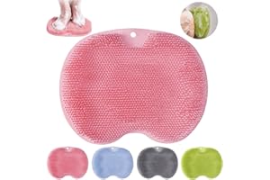 CAPGOOST Tappetino per Piedi Scrubber, Pad Massaggio Doccia, Spugna Schiena Doccia con Ventosa, Esfoliare Piede Spazzola, Circolazione Sanguigna Scrubber, Spazzola per Pulizia Schiena Piedi (Rosso)