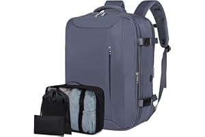 Xkdoai Easyjet Plecak podróżny 45 x 36 x 20, torby kabinowe z organizerem bagażu 3-częściowy zestaw samolotu bagaż ręczny zatwierdzony do lotu Rucksack Walizka Plecaki, Szary, 36 cm x 20 cm x 45 cm,