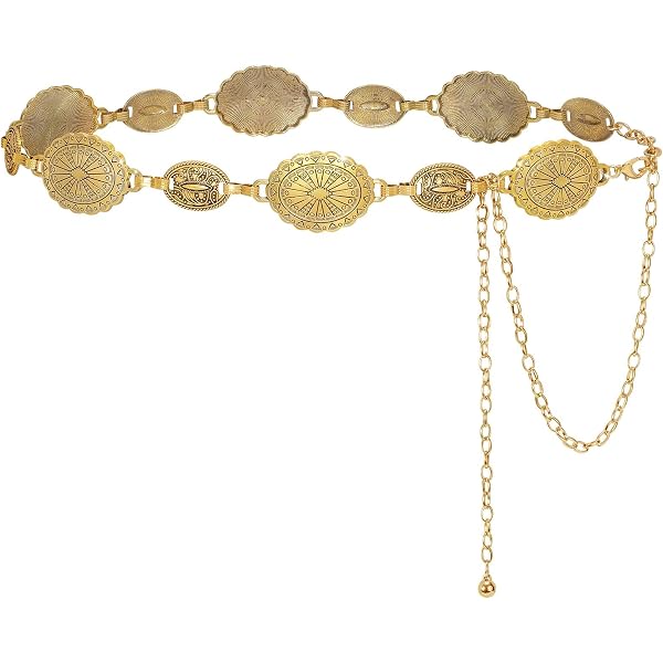 Pirate Coin Belt Chain For Women – Gold Or Silver Alloy Waist Chain With Tassel Pendant For Beach & Costume (35"/39"/43")