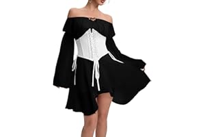 YINGWIN Piratenkostüm Damen Kleider Korsett Damen Chiffonkleid Off Shoulder Kleid