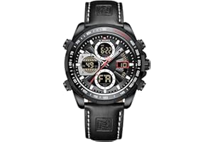 Naviforce Orologi digitali militari da uomo Orologio analogico al quarzo impermeabile Orologio sportivo multifunzionale in pelle