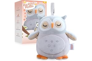FUNYKICH Ruido Blanco Bebé Peluche con Sonidos Relajantes Luz Nocturna Máquina de Ruido Blanco Peluche Bebe Recien Nacido Temporizador, Grabable, Relaja al Bebé para Dormir (M Recargable)