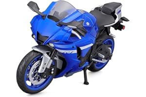 KOENIG-TOM Maisto Yamaha YZF-R1 (2021) : modèle de moto à l'échelle 1:12, avec suspension et béquille latérale pliable, bleu (5-21847)