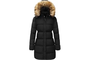 WenVen Abrigo Largo de Invierno para Mujer Chaqueta Acolchada A Prueba de Viento Chaqueta Acolchada Gruesa Abrigo Acolchado Cálido Parka de Invierno con Capucha de Piel Sintética