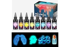 LIGHTWISH Resina UV colorata, 8 colori chiari scuri, 400 g, Glow in the Dark Fluorescent Neon Paint Quick Ultraviolet Curing Epoxy Resin per artigianato, gioielli, fusione e rivestimento, fai da te (50 g)