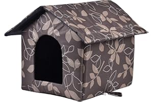 XNSHUN Niches À Chat Extérieur Et Maisons Pour Chats Petits Chiens, Maison Pour Chat Extérieur, Maison Pliante Portable Pour Chats Sauvages Maison De Chat étancheFacile à, Avec Laver Coussin Amovible (M)