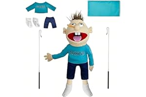 BRITIVA Jeffy Puppet Plush Toy – 60cm Hand Puppet with 2 Rods, Soft Jeffy & Joseph Dolls for Kids & Adults, Interactive Prank Toy for Roleplay, Educational Gift for Birthday, Christmas, Halloween