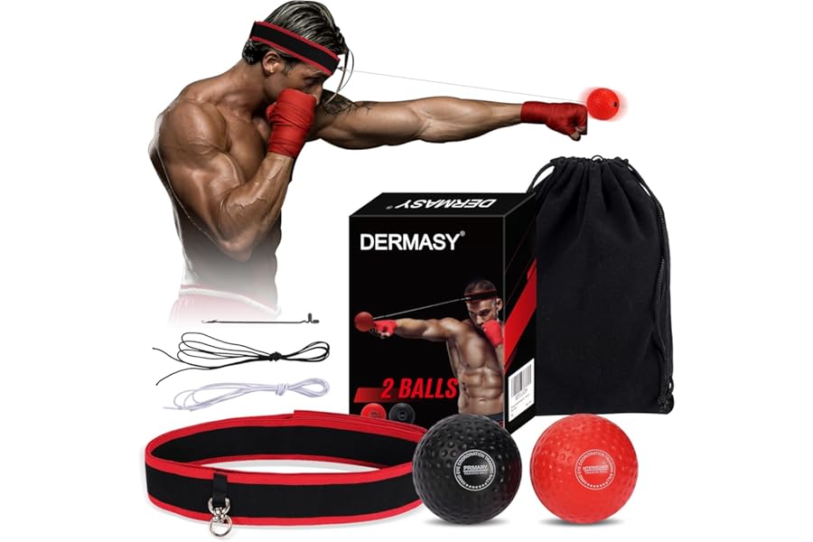 Dermasy Upgraded Boxing Training Ball with Headband Perfect for Reaction, Punching Speed, Fight Skill, Fitness, Boxing Equipment for Man Women and Kids