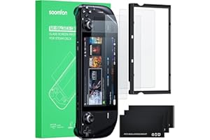 SOOMFON Steam Deck Screen Protector Matte [3 Stück], Entspiegelt Schutzfolie Anti Glare Panzerglas mit Führungsrahmen 9H Härte Panzerfolie Displayschutz Displayschutzfolie Kompatible mit Steam Deck