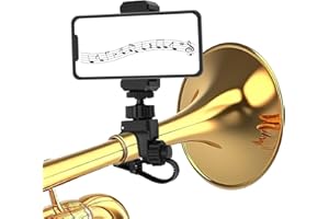 PENITUE Verstellbarer Lyra-Clip für Trompetentelefone, 360° Drehbarer Lyra-Musikclip Verbesserter Saxophon-Telefonhalter für Blaskapellen Trompeten- Oder Kornettinstrumentenzubehör (Schwarz)