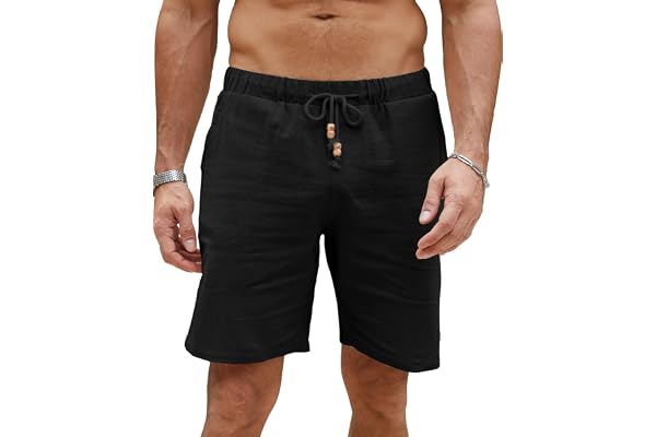 LVCBL Korta byxor herr linne lätta sommarshorts fritidsbyxor med fickor