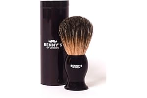 BENNY'S OF LONDON SHAVING BRUSH - with Travel Case - 100% Badger Shaving Brush