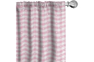 ABAKUHAUS A Cuadros Juego de 2 Paños Cortinas, niños románticos, Tratamiento de Ventana para Habitación y Dormitorio, 150 cm x 225 cm, Bebé Rosado Blanco