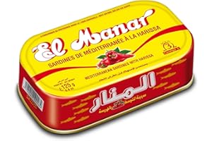 FOODERIO ORIENTAL FOOD TRADE El Manar 10 puszek na firanki, 125 g, w stylu śródziemnomorskim, tunezyjskim, 10 x 125 g, wysoka zawartość omega-3 (ostre z Harissa)