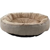 Pet Dreams Russell L&uuml;ks Kedi/K&ouml;pek Yatağı, Kaymaz Altlık, Sertifikalı Peluş Kumaş, Yıkanabilir, Silikon Elyaf Dolgulu (Bej, 7