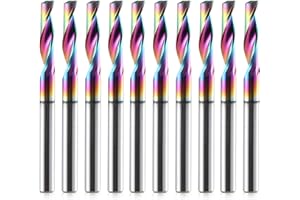 EU_Hozly Punte per fresa a flauto singolo CNC, gambo da 3.175mm, diametro di taglio da 3.175mm, lunghezza di taglio 12 mm, fresa a candela per rivestimento DLC per alluminio (3.175x3.175x12mm)