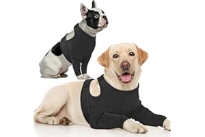 IECOii Hundebody Nach Op Hündin Rüde,Einstellbar Hundebody Nach Op Wundschutzanzüge für Hunde Weich Body Suit nach der Operation Pet Recovery Suit Hund Medical Shirt Haustier Chirurgenanzug,Schwarz,XL