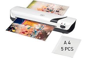 GBC Inspire+ A4 Laminator Machine (White), Hot & Cold, With 5 Laminator Pouches A4, Compact & Stylish Design, with Starter Pack of Pouches, 4 Minute Warm Up
