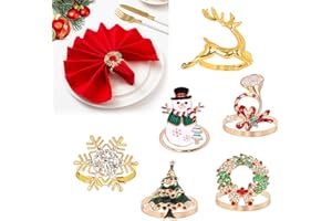 FIGARGE rge Set di 6 portatovaglioli, decorazione da tavolo, per Natale, colore: oro, ideale per cene, feste, matrimoni, dinner party, cene natalizie, decorazioni per la tavola