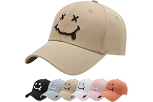 Baynetin Baseball Cap Classic Baumwolle Stickerei Baseballkappen Gestickte Lächeln Verstellbar Sonnenschutz Basecap für Herren Damen, Sportlicher Draußen Kappen Hüte