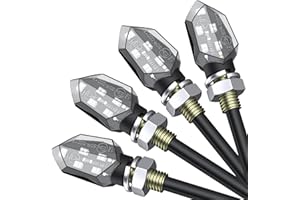 Justech Mini Intermitente para Moto Homologado E-Mark E24,12V 5LED Luz de Señal de Giro,IP65 Impermeable,Lente Transparente Luz Ámbar Universal para M8 Motocicleta Scooter