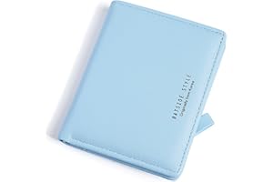 Skyearman Portfel damski skórzany mały zamek błyskawiczny Portmonetka damska wąskie krótkie portfele z 7 przegródkami na karty, Niebieski niebo, 10cm * 8cm * 3cm, Nowoczesny