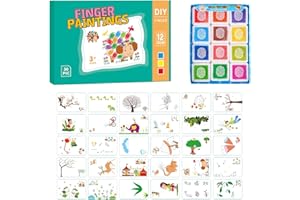 Ysguyyz Juego De Pintura para Dedos Sin Desorden para Niños En Edad Preescolar, 30 Tarjetas De Dibujo + 12 Colores, Lavable Y No Tóxico, Suministros De Arte para Manualidades Infantiles