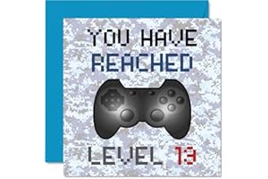 STUFF4 Kartka urodzinowa dla gracza na 13. - 'You Have Reached Level 13 - kartki urodzinowe dla chłopców, nastolatki gry nastoletnie urodzinowe karty okolicznościowe, gra wideo córka syn dzieci wnuczka 145 mm x 145 mm