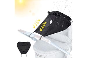 YISKY Couverture De Soleil Pour Poussette, Auvent landau, Pare Soleil Poussette Bébé, Poussette Protection Solaire, tissu double couche, protection UV 50+, avec ailes d'ombrage extra larges (M1)
