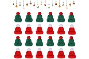 FCSNJH 24 Stück Mini Mützen Zum Basteln, Mini Weihnachtsmütze, Mützen Für Sorgenwürmchen, Mini Marshmallow, Sorgenwürmchen Zubehör, Weihnachtsmützen, Sorgenwürmchen, wichtelmütze, Mini Mützen